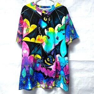 Bats Cartoon Watercolor Cotton Tee Shirt Tall Unisex Women Man XL Men Tall Large
